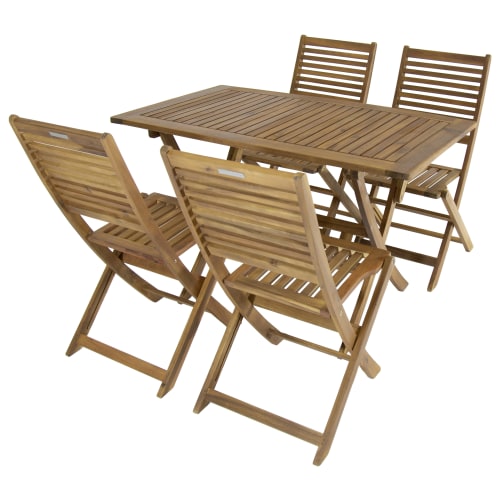 Charles Bentley FSC Acacia 4 Seater Wooden Rectangle Garden Dining Set Wickes