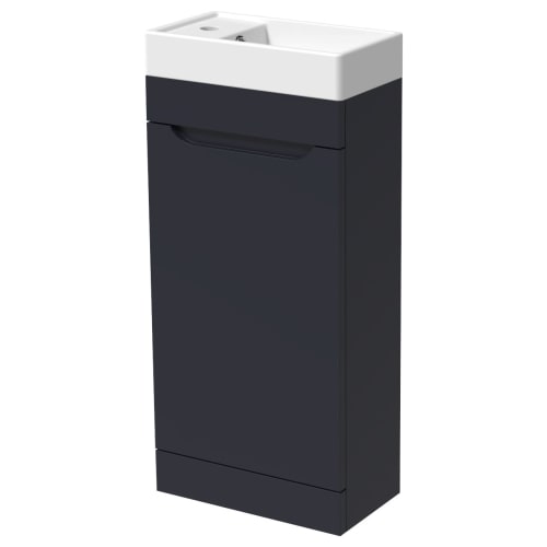Wickes Malmo Indigo Blue Cloakroom Freestanding J Pull Vanity Unit Basin 850 x 400mm Wickes