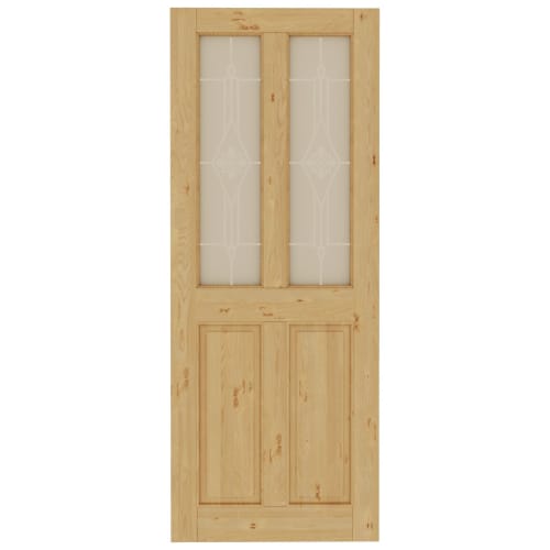 Wickes Chester 4 Panel Knotty Pine Glazed Door - 1981 x 838mm | Wickes.co.uk