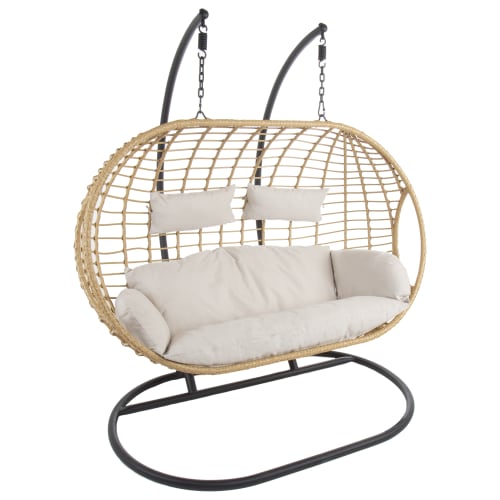 Charles Bentley Double Hanging Garden Swing Chair Natural Wickes