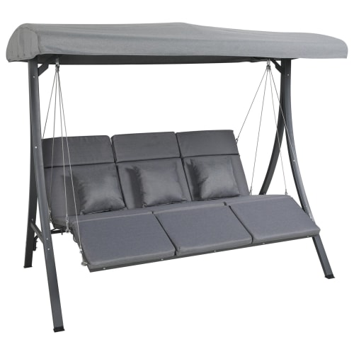 Charles Bentley 3 Seater Garden Lounger Swing Chair Grey Wickes