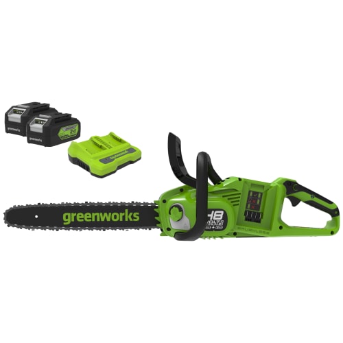 Greenworks Cordless Chainsaw 48V with 2 x 24V 4Ah Batteries Charger
