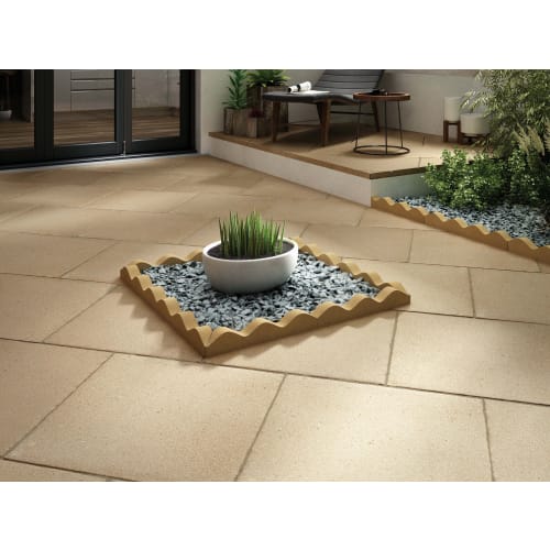 Marshalls Saxon Textured Buff Paving Slab 600 x 600 x 35mm Pack