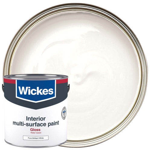 Wickes Water Based Multi Surface Paint White Gloss 2.5L