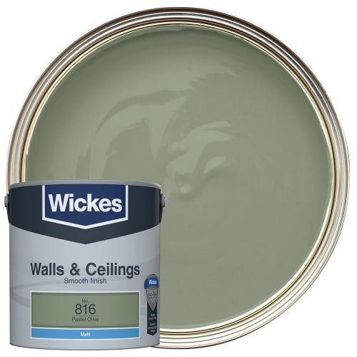 Wickes Vinyl Matt Emulsion Paint - Pastel Olive No.816 - 2.5L | Wickes.co.uk