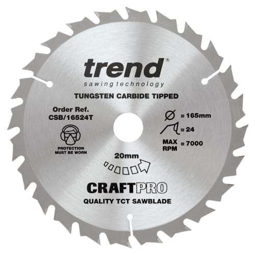 Trend CSB 16524T 24 Teeth Thin Cut Craft Circular Saw Blade 165