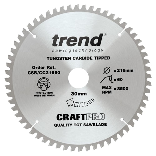 Trend CSB CC21660 60 Teeth Extra Fine Cut Craft Mitre Saw Blade