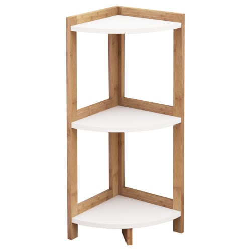 Corner white shelving store unit