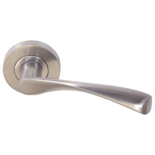 Eden Satin Nickel Round Rose Door Handle 1 Pair Wickes