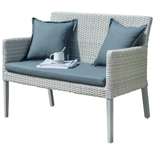 Grey rattan 2024 bench seat