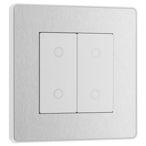 BG Evolve Brushed Steel 2 Way Master Double Touch Dimmer Switch