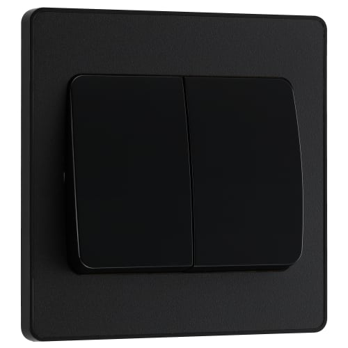 BG Evolve Matt Black 20A 16Ax Wide Rocker Double Light Switch - 2 Way