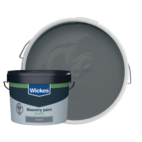 Wickes Smooth Masonry Paint - Anthracite Grey - 10L