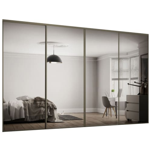 Spacepro Heritage 4 Wardrobe Door Kit Nickel Framed 4x 1 Panel Mirror