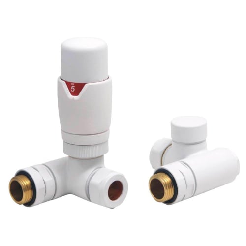 Towelrads Lincoln Dual Fuel Corner TRV Lockshield Valve White Wickes