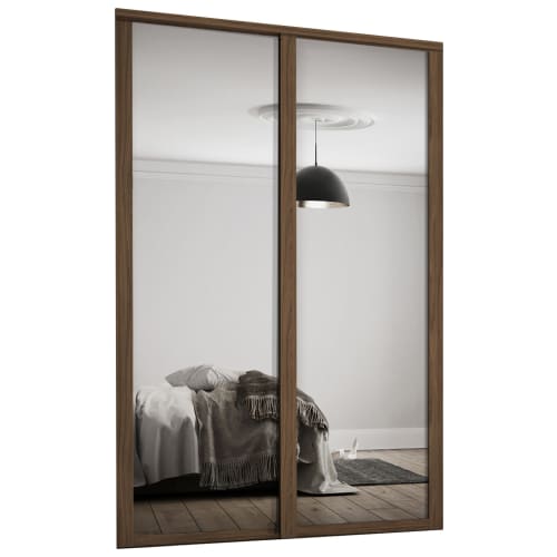 Spacepro Shaker 2 Wardrobe Door Kit Carini Walnut Framed 2x 1 Panel Mirror