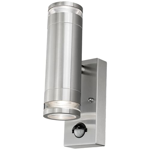 4Lite Marinus Up Down PIR Wall Light Stainless Steel Wickes