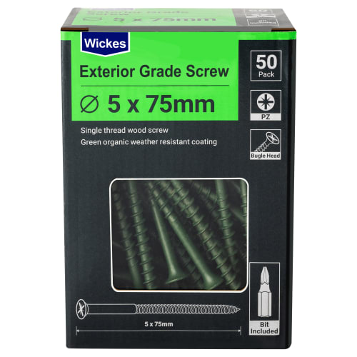 Green Coated Decking Screws – Landscape & External Wood Screws – 40, 50, 65, 75mm Mixed Pack