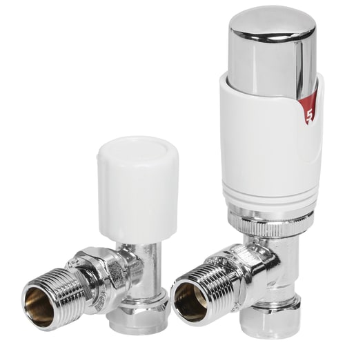 Thermostatic Controlled Angled Radiator Valves - Chrome