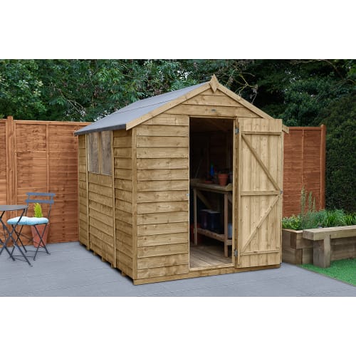 Forest Garden 4LIFE Apex Overlap Pressure Treated Shed - 6 x 8ft