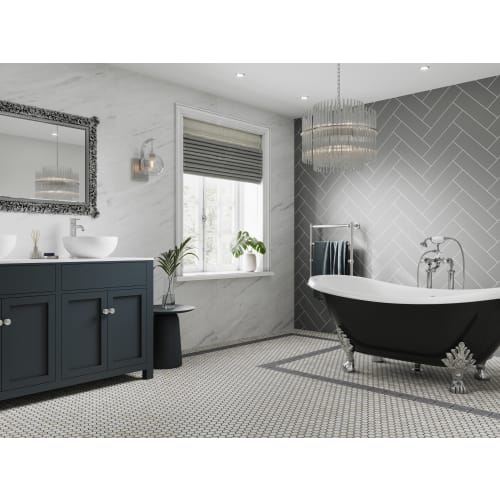 Multipanel Hydrolock Dust Grey Herringbone Tile Effect Shower Panel 2400 x 598 x 11mm Wickes