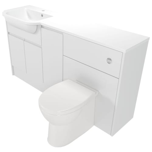 Deccado Clifton Bright White 1500mm Fitted Vanity Toilet Pan Unit Combination with Basin Wickes