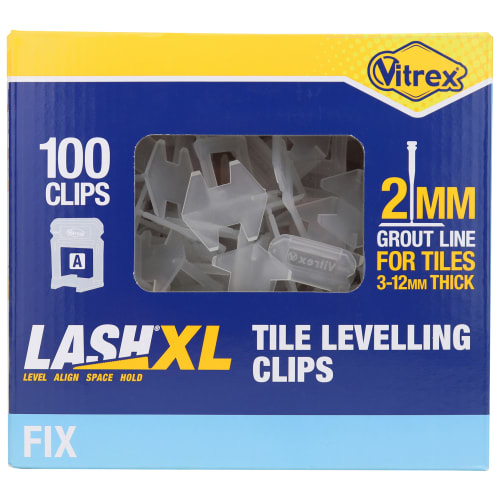Vitrex LASHXL 2mm Grout Line Tile Levelling Clips Pack of 100 Wickes