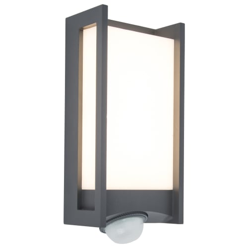 Lutec IP54 Qubo PIR Integrated LED Wall Light Grey Wickes