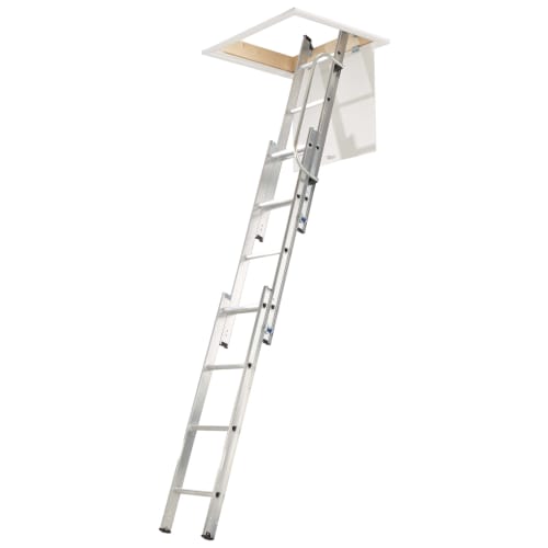 Werner Aluminium Section Loft Ladder with Handrail 3m Max