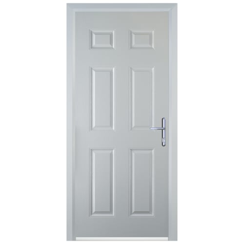 Door-Stop 6 Panel White Left Hand FD30 Integral Garage Fire Door