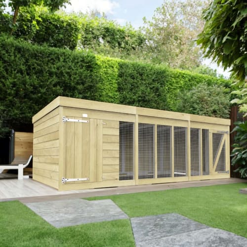 DIY Sheds Timber Dog Kennel And Run 12 x 4ft