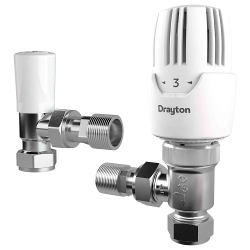 Drayton RT414 White Angled Thermostatic Radiator Valve - Main Image
