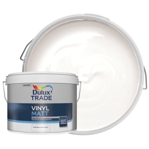 Dulux Trade Vinyl Matt Emulsion Paint Pure Brilliant White 10L