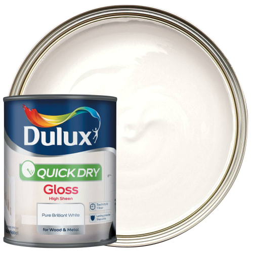 Dulux Quick Dry Gloss Paint Paint Pure Brilliant White 750ml