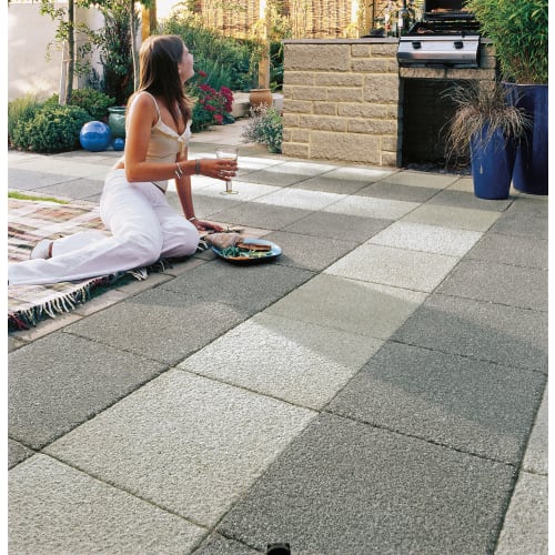 Marshalls Argent Light Grey Coarse Paving Slab 400 x 400 x 38mm Wickes