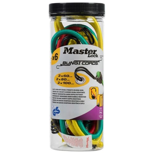 Master Lock Bungees with Hooks Pack of 6 Wickes