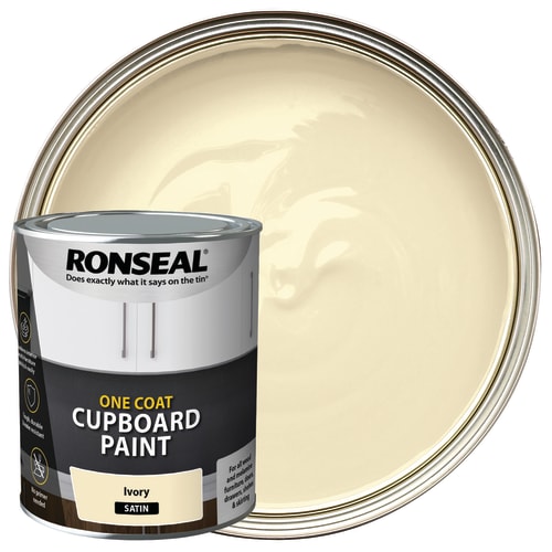 Ronseal One Coat Cupboard Melamine Paint Ivory Satin 750ml