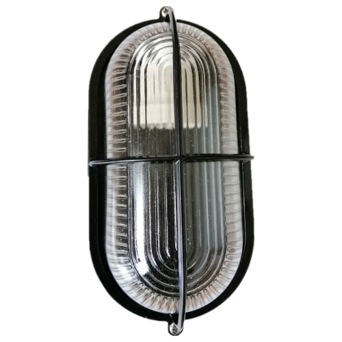 Wickes Black Caged Oval Bulkhead Light 60W Wickes