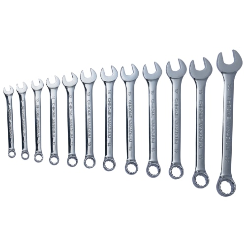 Wickes Heavy Duty Chrome Plated 12 Piece Combination Spanner Set