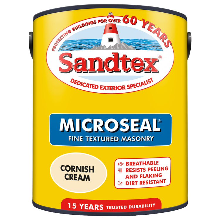 Sandtex fine textured masonry paint cornish cream