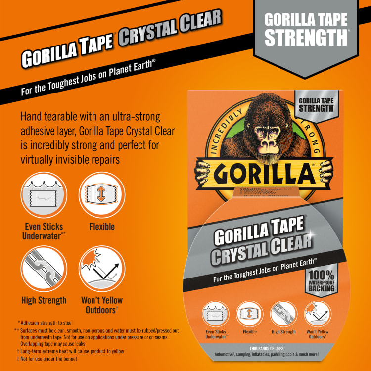 Super Strong 3 X GORILLA Clear Waterproof Repair Tape 8.2M Long x 48mm Thick 