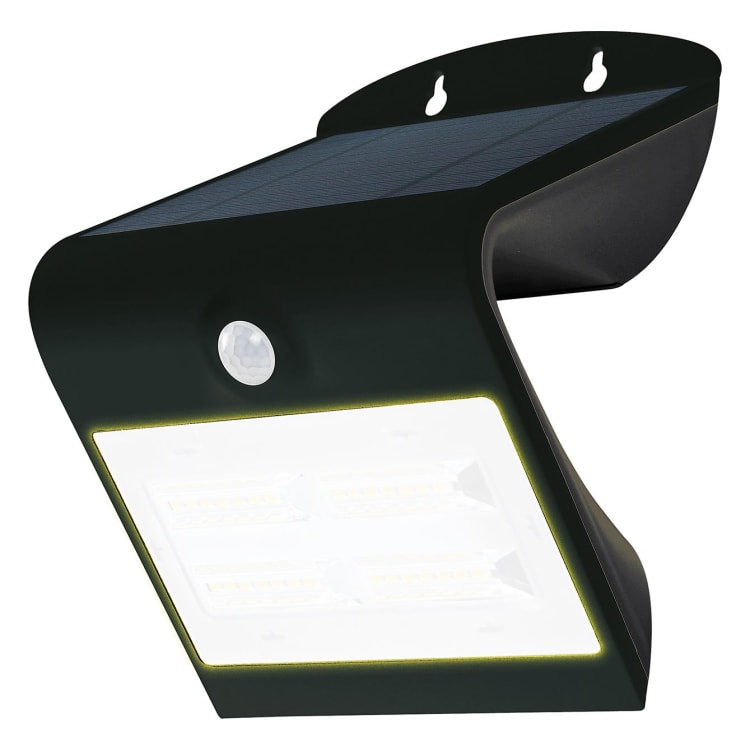 Luceco Solar Guardian Angled Wall Light Outdoor Black 3.2 Watts with PIR Motion Sensor 