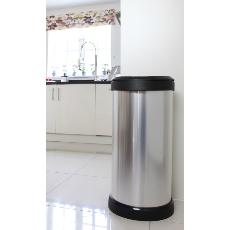 Curver Deco Touch 40L Silver Stainless Steel Effect Plastic Kitchen Pedal Bin 