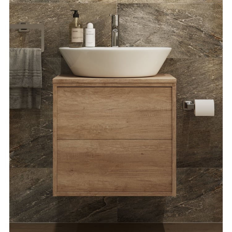 Wickes Tallinn Halifax Oak Push To Open Vanity Unit 600 X 550mm Co Uk - What Is Another Word For A Bathroom Vanity Unit