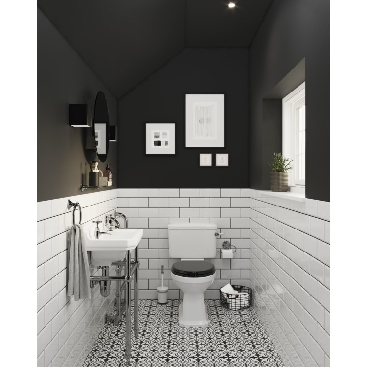 Wickes Metro White Ceramic Wall Tile, Black And White Floor Tiles Bathroom