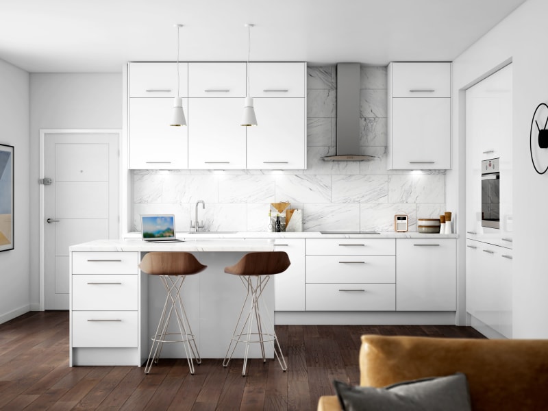 White gloss deals kitchen wall unit