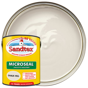 Sandtex Microseal Ultra Smooth Weatherproof Masonry 15 Year Exterior Wall Paint - Chalk Hill - 5L