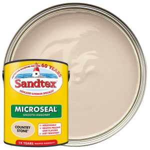 Sandtex Microseal Ultra Smooth Weatherproof Masonry 15 Year Exterior Wall Paint - Country Stone - 5L