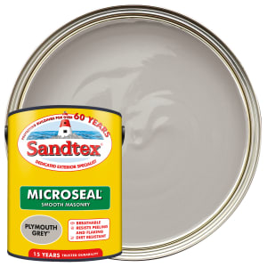 Sandtex Microseal Ultra Smooth Weatherproof Masonry 15 Year Exterior Wall Paint - Plymouth Grey - 5L