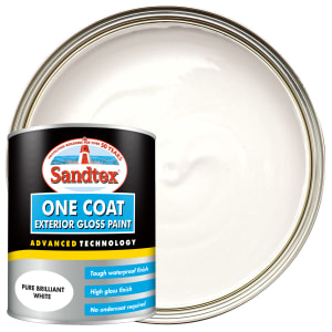 Sandtex One Coat Exterior Gloss Paint - Pure Brilliant White - 750ml
